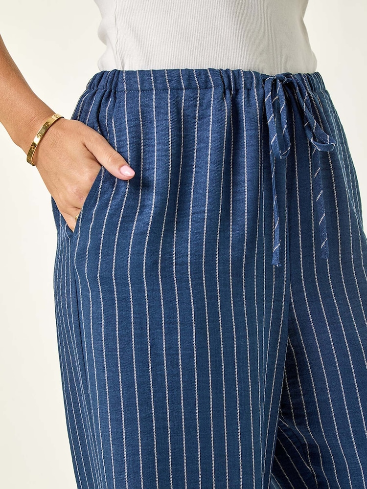 Roman Blue Petite Petite Stripe Pull On Stretch Trouser - Image 5 of 5