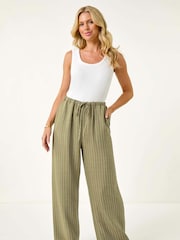 Roman Green Petite Petite Stripe Pull On Stretch Trouser - Image 3 of 5