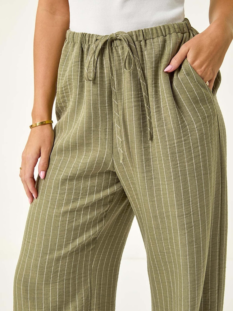 Roman Green Petite Petite Stripe Pull On Stretch Trouser - Image 5 of 5