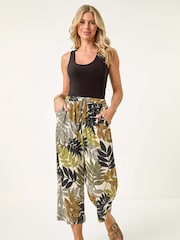 Roman Green Petite Leaf Print Culotte Trousers - Image 2 of 5
