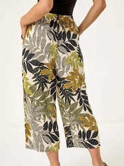 Roman Green Petite Leaf Print Culotte Trousers - Image 3 of 5