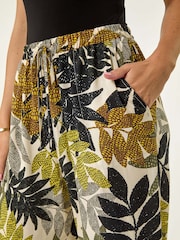 Roman Green Petite Leaf Print Culotte Trousers - Image 5 of 5