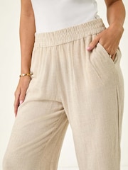 Roman White Petite Petite Linen Mix Cropped Trousers - Image 5 of 5
