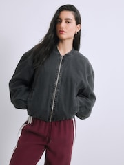 Noir - Bomber zippé en jean - Image 4 sur 8