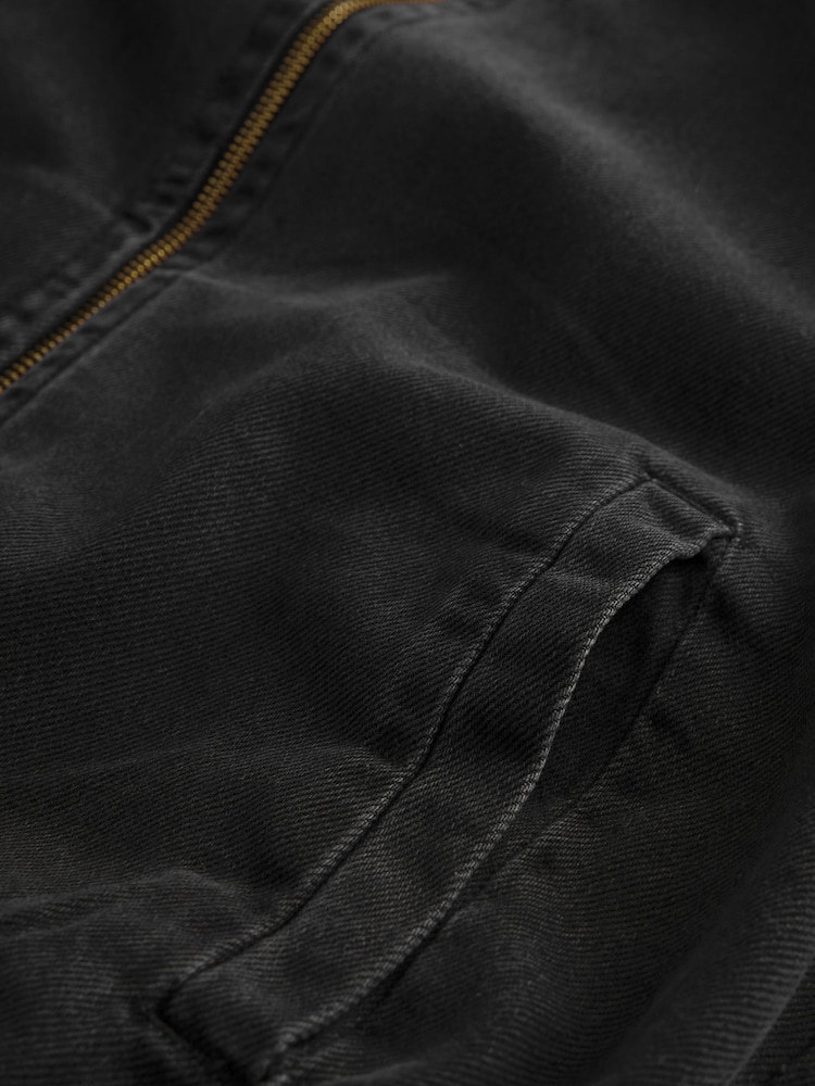 Noir - Bomber zippé en jean - Image 8 sur 8