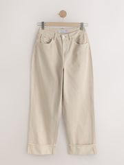 Stone Boyfriend Hourglass Wide Leg Mid Rise Turn Up Jeans - Image 1 of 3