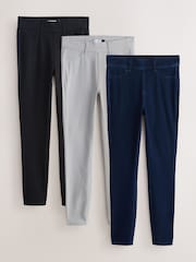 Black/ Rinse Blue/ Grey Full Length Jersey Denim Leggings 3 Pack - Image 1 of 6