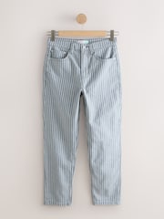 Grey Striped Column Mom Jeans - Image 6 of 9