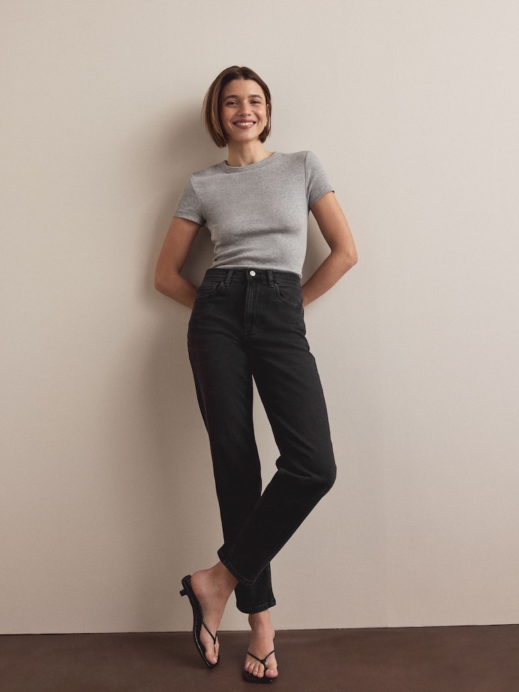 Washed Black Mom Comfort Stretch Column Jeans - Image 1 of 8