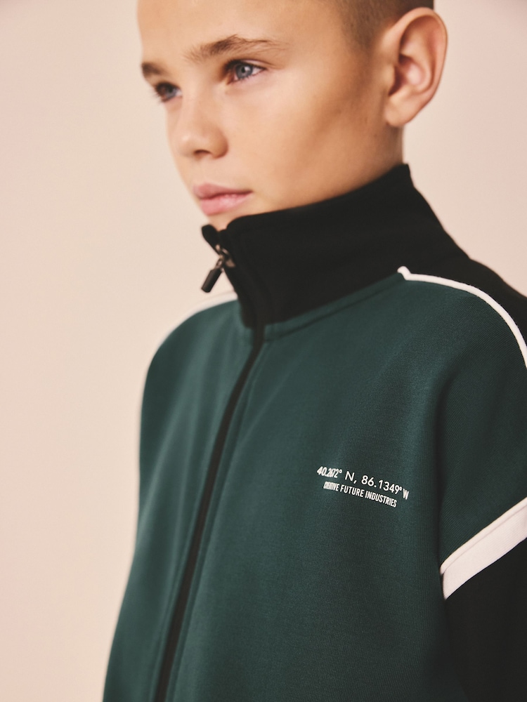 Green/Black Panelled Sports Zip Through Jacket (3-16yrs) - Image 11 of 11