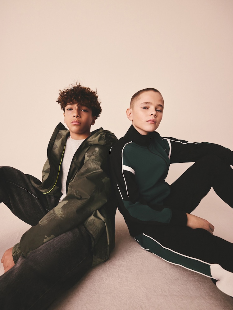 Green/Black Panelled Sports Zip Through Jacket (3-16yrs) - Image 2 of 11