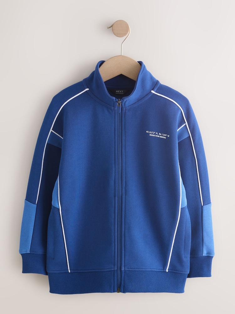 Cobalt Blue/Black Panelled Sports Zip Through Jacket (3-16yrs) - Image 1 of 4