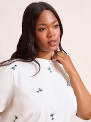 Friends Like These Ivory Martini Curve Crew Neck Embroidered Easy T-Shirt - Image 2 of 4