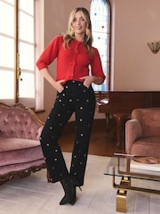 Love & Roses Black & Gold Heart Embroidered Crop Straight Jeans - Image 1 of 5