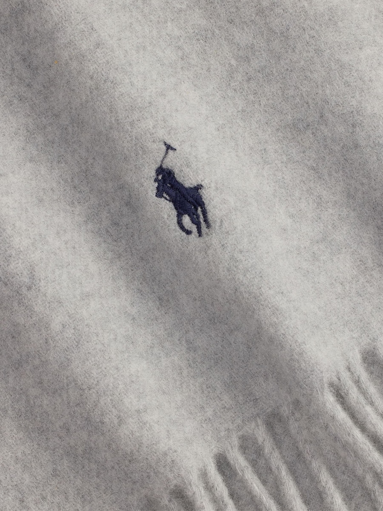 Polo Ralph Lauren Grey Wool Blend Solid Wool Scarf - Image 3 of 3