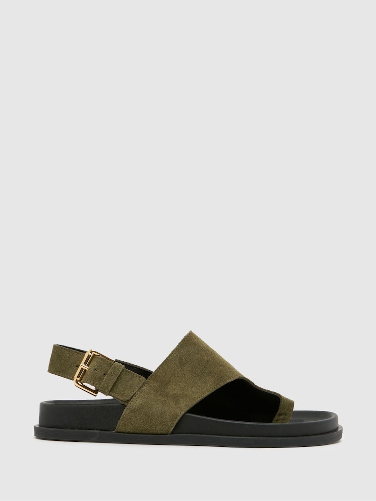 Schuh Tamsyn Leather Toe Post Black Sandals - Image 1 of 4