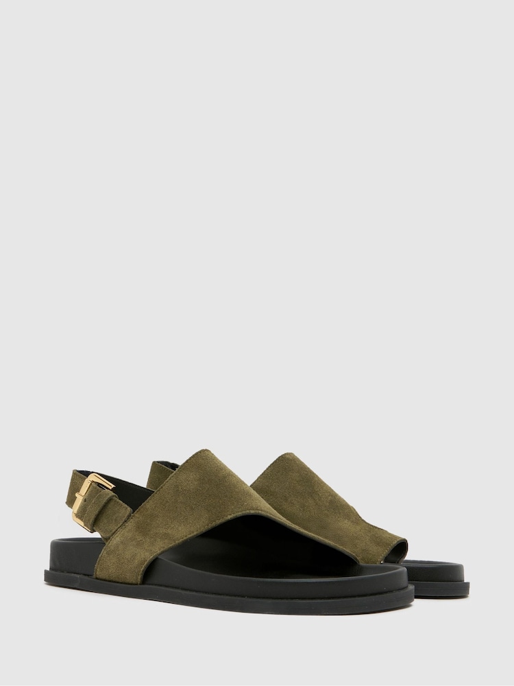 Schuh Tamsyn Leather Toe Post Black Sandals - Image 2 of 4