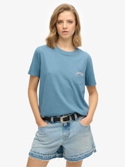 Superdry Blue Essential Logo Garment Dye Pocket T-Shirt - Image 2 of 6