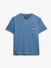 Superdry Blue Essential Logo Garment Dye Pocket T-Shirt - Image 5 of 6
