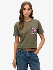 Superdry Green Old School Tattoo Relaxed 100% Cotton T-Shirt - Image 1 of 6