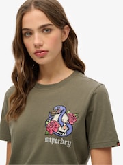 Superdry Green Old School Tattoo Relaxed 100% Cotton T-Shirt - Image 4 of 6