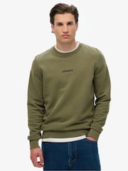 Superdry Green Micro Logo Crew Sweatshirt - Image 1 of 7