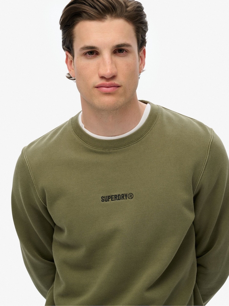 Superdry Green Micro Logo Crew Sweatshirt - Image 2 of 7