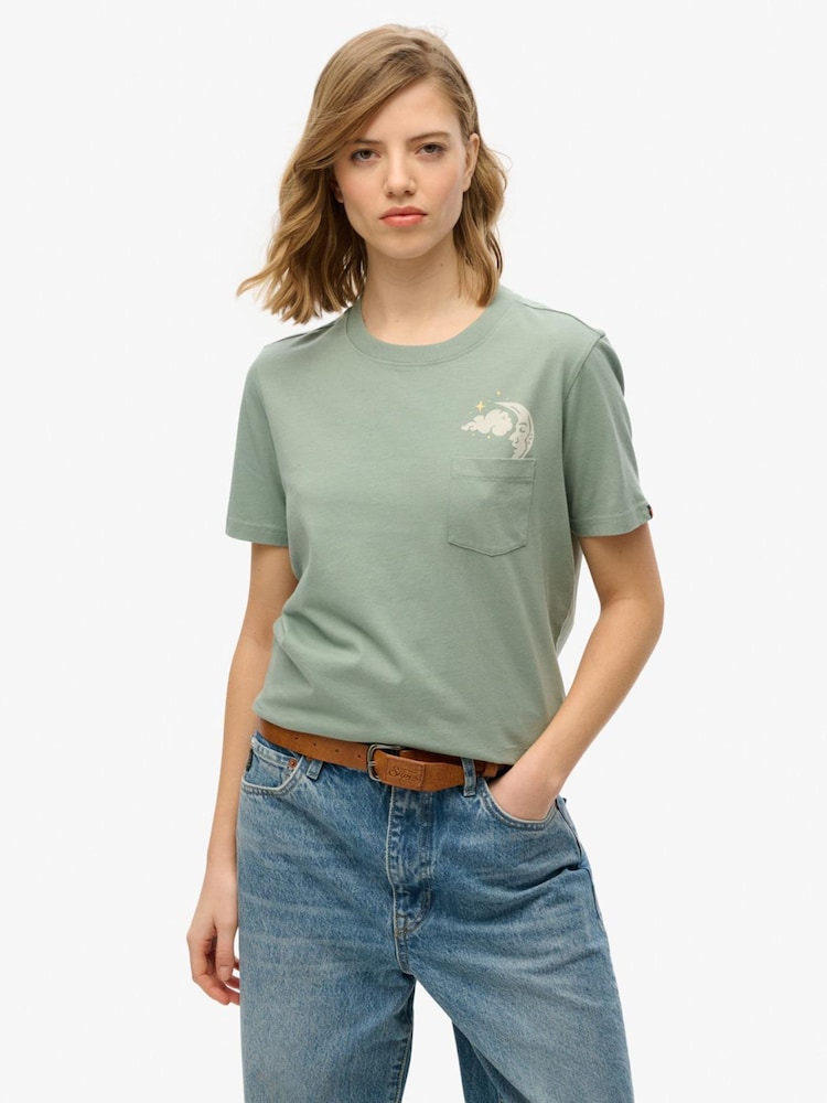 Superdry Green Psychic Readings Relaxed T-Shirt - Image 2 of 5