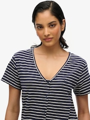 Superdry Blue Short Sleeve Button Through Jersey Midi Dress - Image 5 of 7