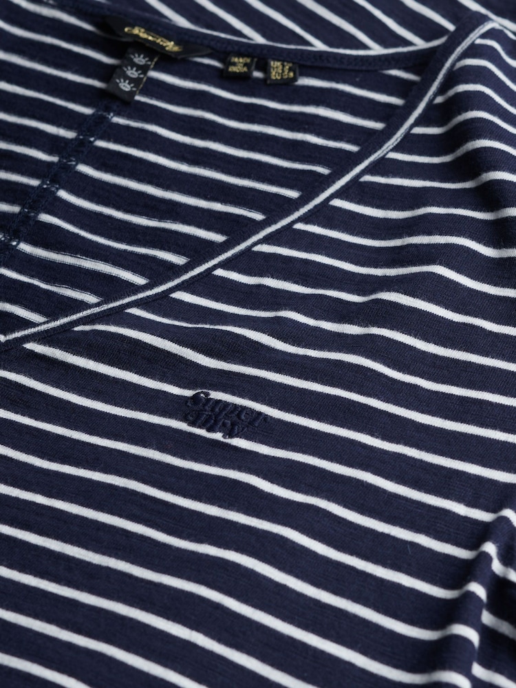 Superdry Blue Short Sleeve Button Through Jersey Midi Dress - Image 7 of 7