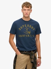 Superdry Blue Lo-fi Outdoor Relaxed 100% Cotton T-Shirt - Image 1 of 7