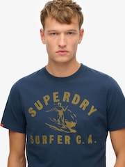 Superdry Blue Lo-fi Outdoor Relaxed 100% Cotton T-Shirt - Image 4 of 7