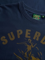 Superdry Blue Lo-fi Outdoor Relaxed 100% Cotton T-Shirt - Image 7 of 7