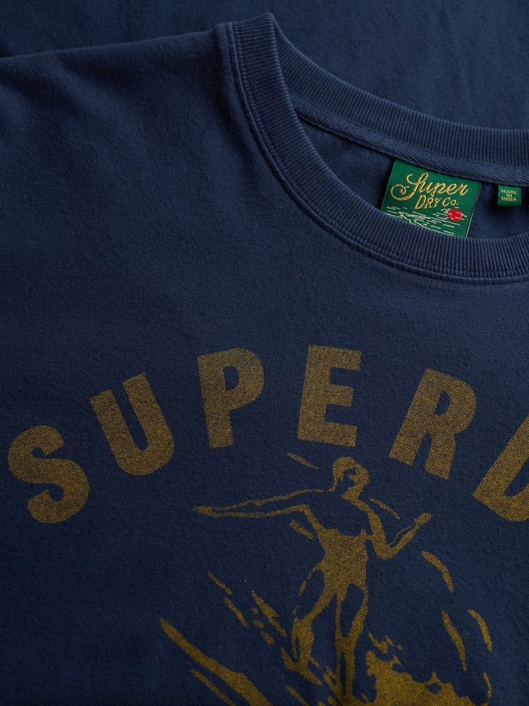 Superdry Blue Lo-fi Outdoor Relaxed 100% Cotton T-Shirt - Image 7 of 7