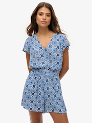 Superdry Blue Short Sleeve Printed Playsuit - Image 4 of 8