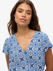 Superdry Blue Short Sleeve Printed Playsuit - Image 5 of 8
