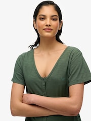 Superdry Green Short Sleeve Button Through Jersey Midi Dress - Image 5 of 7