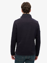 Superdry Blue Classics Jersey Half Zip 100% Cotton Jumper - Image 2 of 6