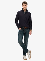 Superdry Blue Classics Jersey Half Zip 100% Cotton Jumper - Image 3 of 6