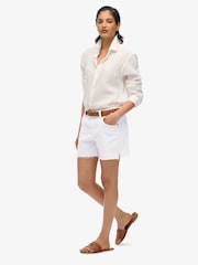 Superdry White Mid Rise Cut Off Shorts - Image 3 of 8