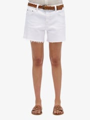 Superdry White Mid Rise Cut Off Shorts - Image 5 of 8