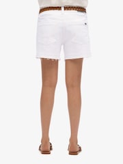 Superdry White Mid Rise Cut Off Shorts - Image 6 of 8
