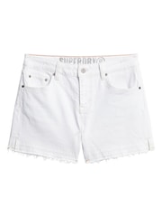 Superdry White Mid Rise Cut Off Shorts - Image 7 of 8