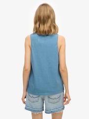 Superdry Blue Essential Logo Garment Dye Vest Top - Image 3 of 6