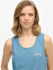 Superdry Blue Essential Logo Garment Dye Vest Top - Image 4 of 6
