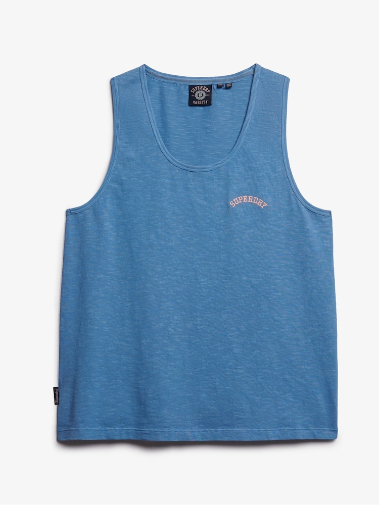 Superdry Blue Essential Logo Garment Dye Vest Top - Image 3 of 4