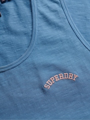 Superdry Blue Essential Logo Garment Dye Vest Top - Image 6 of 6
