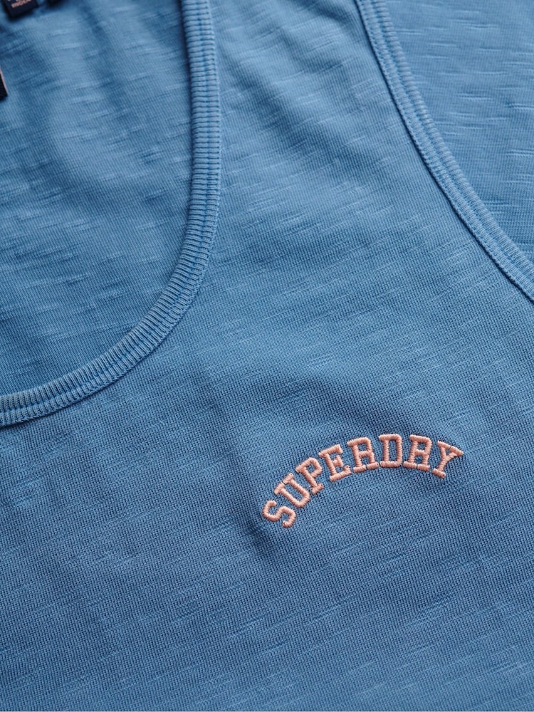 Superdry Blue Essential Logo Garment Dye Vest Top - Image 6 of 6
