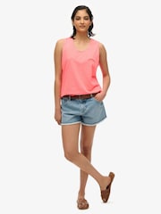 Superdry Pink Essential Logo Garment Dye Vest Top - Image 1 of 6
