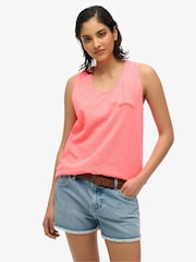 Superdry Pink Essential Logo Garment Dye Vest Top - Image 2 of 6